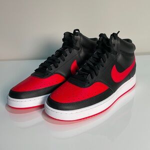 NEW Nike Court Vision Mid 'Bred' Mens Sneakers - 9 - Black / Red
